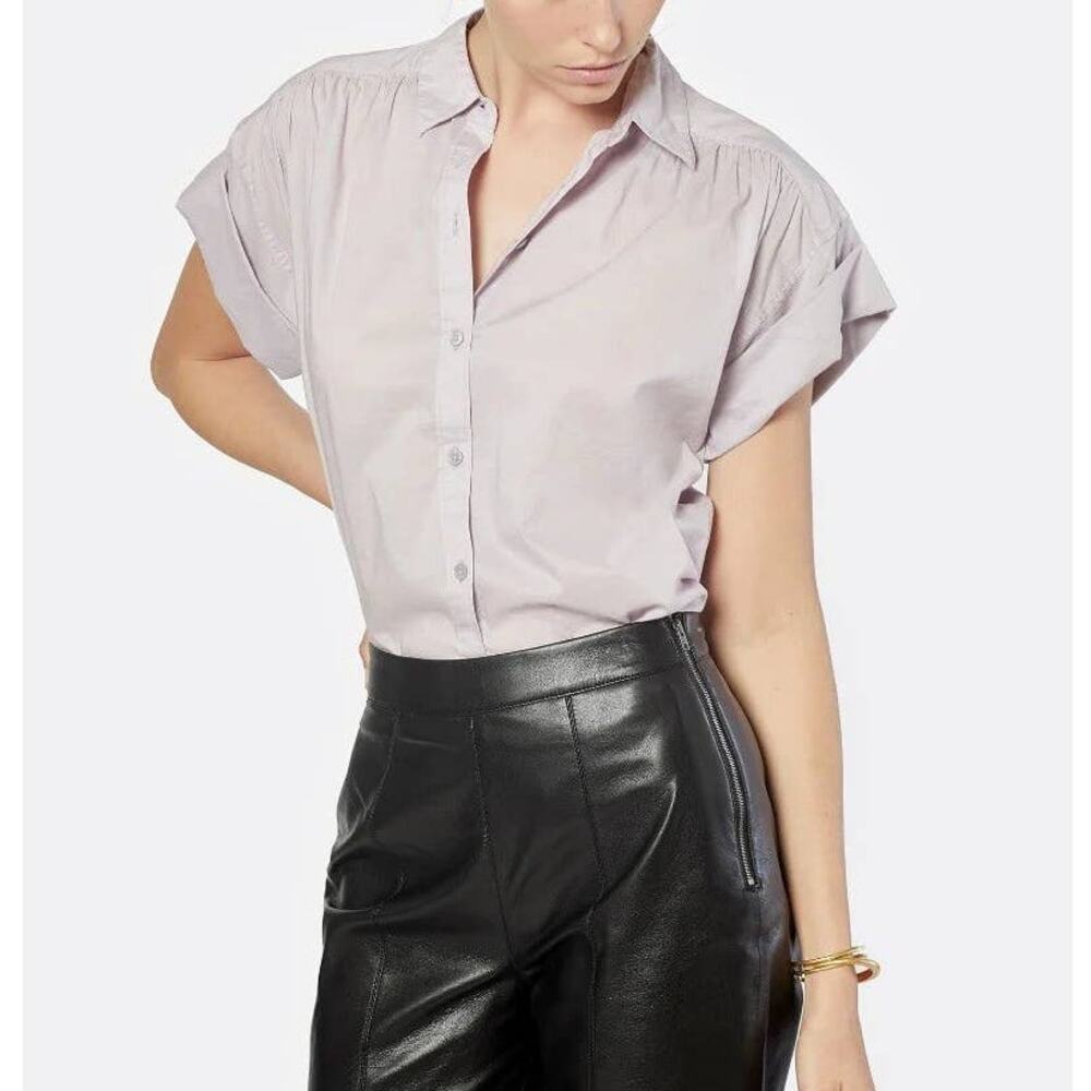Joie Naro Short Sleeve Cotton Top in Grey Lilac